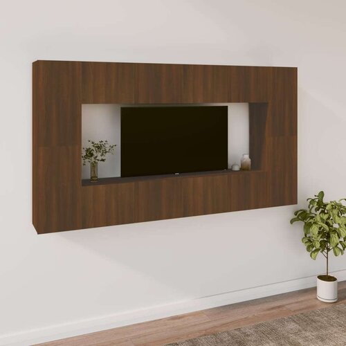  Komplet TV omaric 8-delni rjav hrast konstruiran les, (20734779) Slike