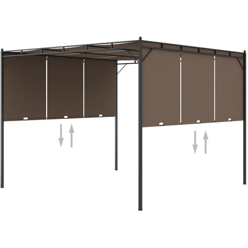 vidaXL Vrtni paviljon s stransko zaveso 3x3x2,25 m taupe Cene