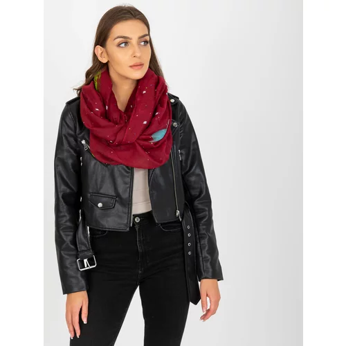 Fashion Hunters Women's maroon scarf with a print