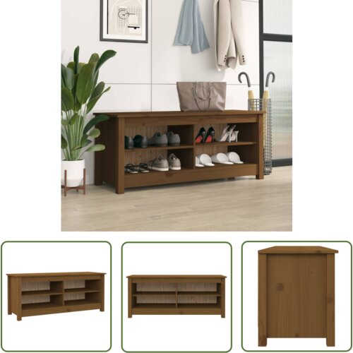 The Living Store Klop za čevlje medeno rjava 110x38x45,5 cm trdna borovina - Klop Za Čevlje, (21744434) Cene