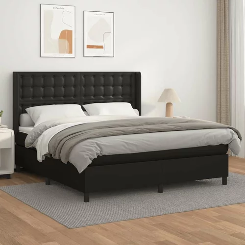  Box spring postelja z vzmetnico črn 160x200 cm umetno usnje, (20899713)