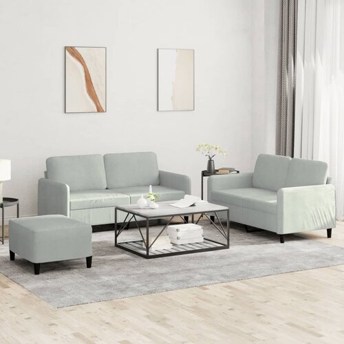 vidaXL 3-dijelni set sofa svjetlosivi bar&scaron;unasti Cijene