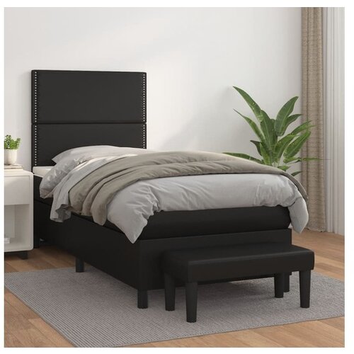 vidaXL Box spring postelja z vzmetnico črn 90x190 cm umetno Cene