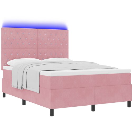 vidaXL Box Spring postelja s prej&scaron;nim in LED Roza 140x200 cm Žamet, (22049977) Cene