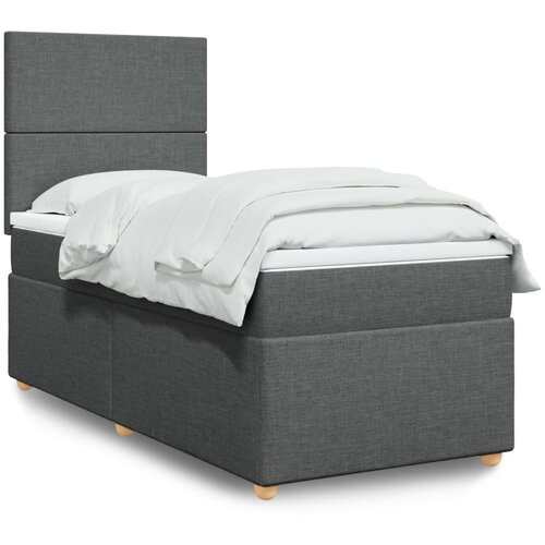 vidaXL Box spring postelja z vzmetnico temno siva 90x190 cm blago Cene