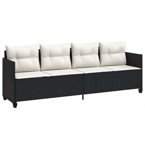  5-dijelna vrtna garnitura od poliratana s jastucima crna 204 x 55 x 70 cm Slike