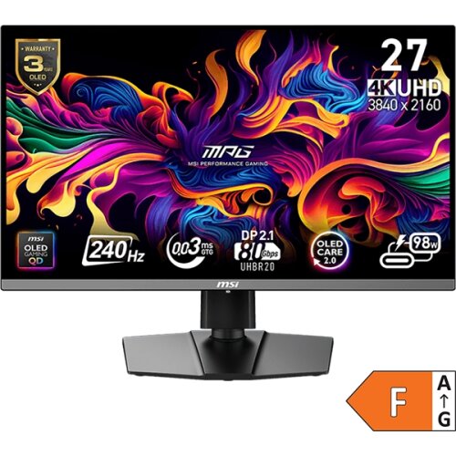 MSI Zaslon MPG 272URX QD-OLED 27" / 4K UHD / 240Hz / 0,03ms (GTG) / črn &ndash; nastavljiv po vi&scaron;ini - PD 98W Cene
