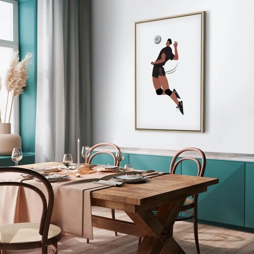  Slika - Volleyball Player on a White Background - Illustration 60x90 U prirodnom drvenom okviru Slike