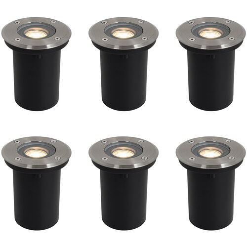 QAZQA Set 6 sodobnih zunanjih talnih svetil iz nerjavečega jekla 35 mm nastavljive IP65 - Delux Cene