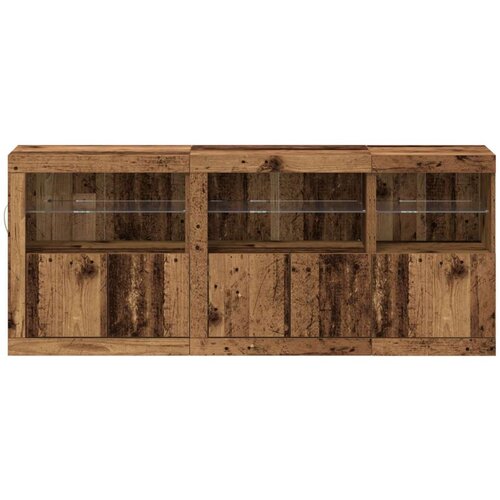  Sideboard s LED svjetlima Starinsko drvo 162x37x67 cm Drvo predviđeno za obradu Slike