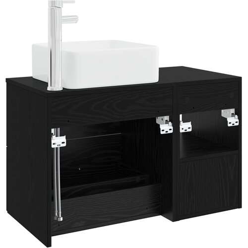  Set namje&amp;scaron;taja za kupaonicu 2 kom. Crni hrast Konstruirano drvo Crna 53 x 35 x 80 cm Slike