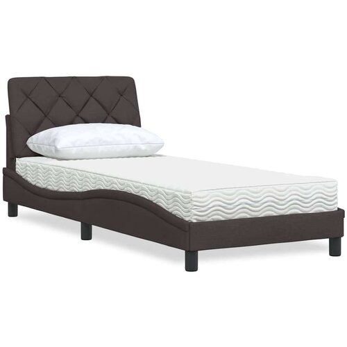 VidaXL Krevet s madracem tamnosmeđi 90 x 190 cm od tkanine Slike
