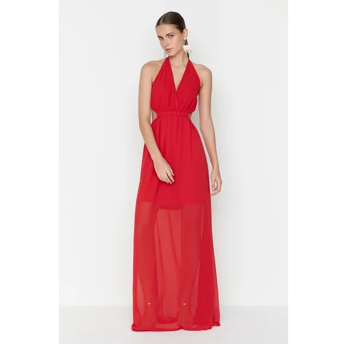 Trendyol Red Back Detailed Evening Dress & Graduation Dress