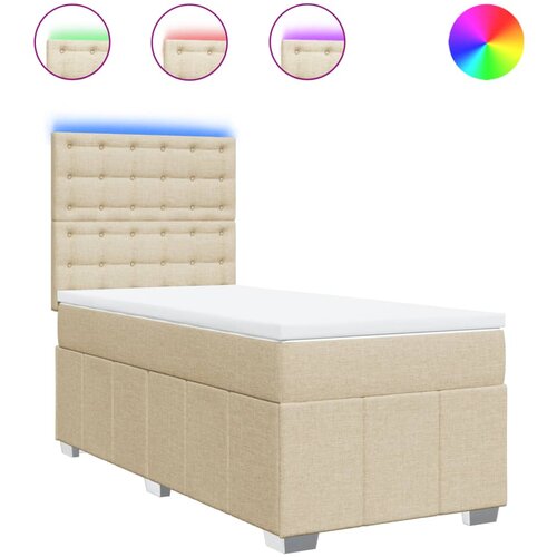 vidaXL Box spring postelja z vzmetnico krem 80x200 cm blago, (21321601) Cene