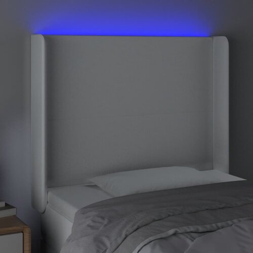  LED uzglavlje bijelo 93x16x118/128 cm od umjetne kože Slike