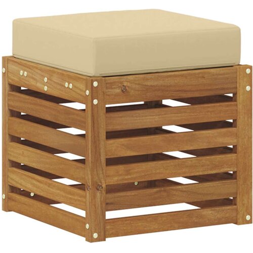  Vanjska stolica klupa s jastukom Prirodna 43 x 43 x 37 cm - Prirodno i bež 40 cm Zatvoren prostor za noge Slike