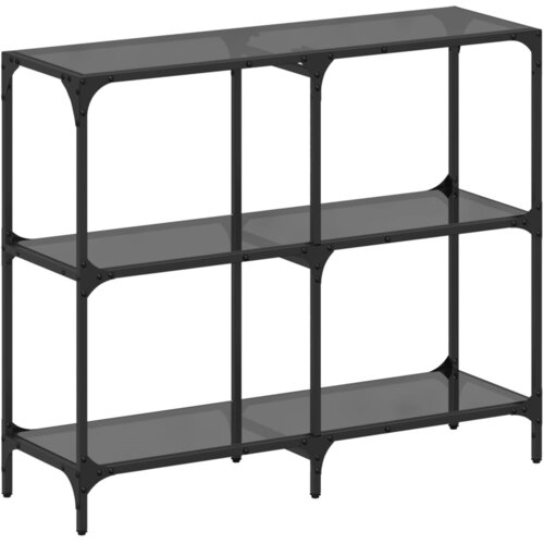Maison Chic konzolna miza - miza ob steni s črno stekleno povr&amp;scaron;ino 98x30x81 cm jeklo, (21785922) Slike