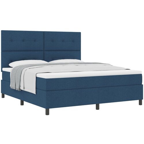 vidaXL Box Spring postelja z vzmetnico modra super king tkanina, (22081116) Cene