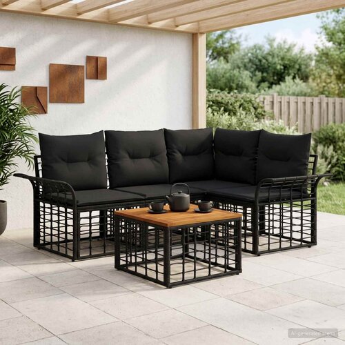  Set vanjskih sofa 5 kom. Crna i tamno siva Poliester Slike