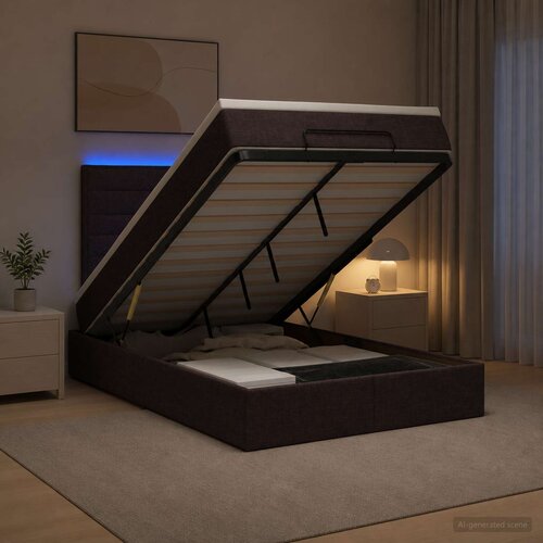  Krevet od pjene s madracem i LED-om Tamno smeđa 120 x 200 cm Slike
