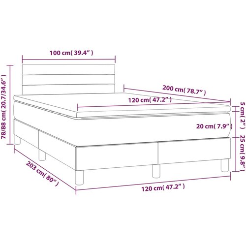  Krevet box spring s madracem LED tamnosivi 120 x 200 cm tkanina Slike