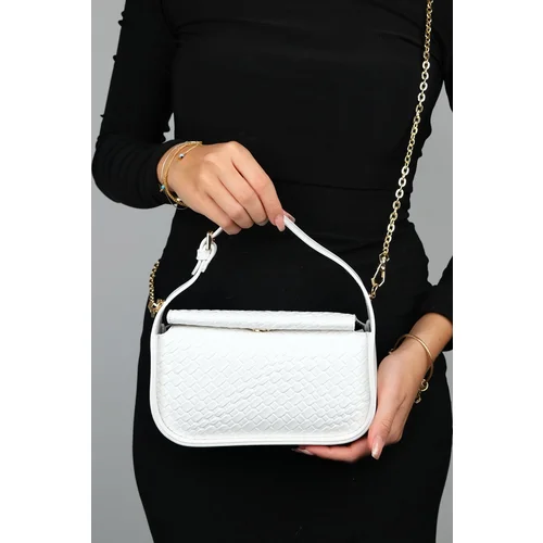 LuviShoes CEREMANY White Patterned Chain Clutch Bag