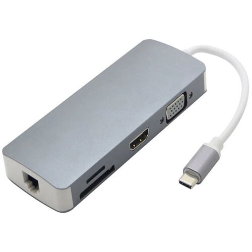  Adapter-konvertor TIP C na HDMI+VGA+2xUSB 3.0+SD/Micro SD+TIP C+RJ 45 Cene