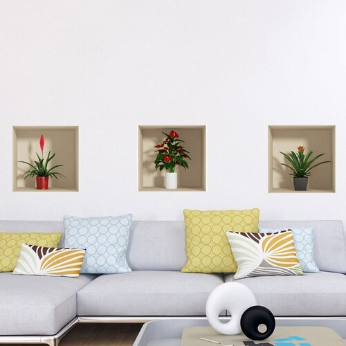 Ambiance Komplet 3 nalepk s 3D učinkom Flower Slike