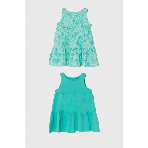 Zippy Dječja pamučna haljina 2-pack boja: tirkizna, mini, širi se prema dolje