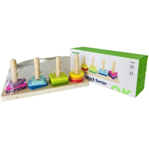 Tooky Toy sorter oblika sa &amp;scaron;arenim montessori kockama Slike