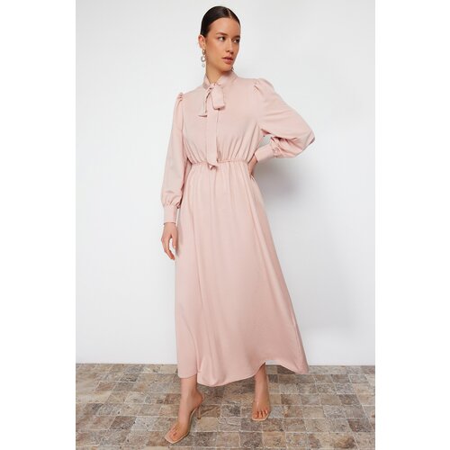 Trendyol Powder Collar Tied Plain Woven Dress Cene