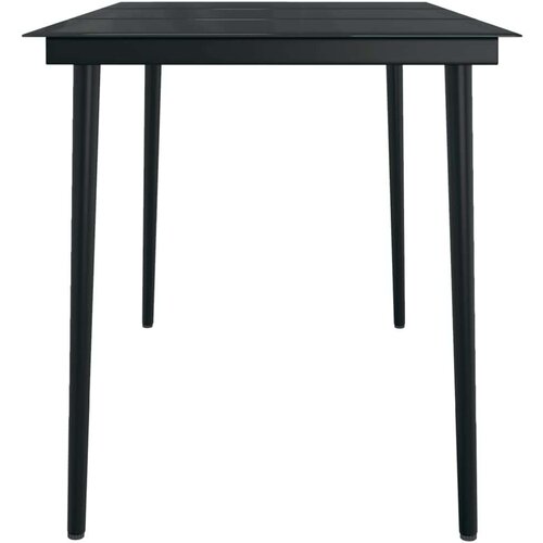VidaXL Vrtni blagovaonski stol crni 140x70x74 cm od čelika i stakla Slike
