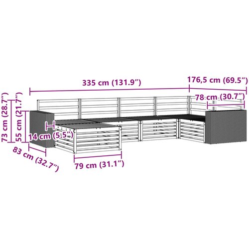  Set vanjskih sofa 6 kom. Prirodna Slike