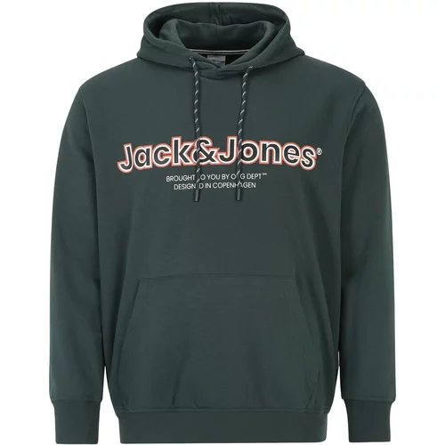 Jack & Jones Plus Majica 'Lakewood' temno zelena / melona / bela