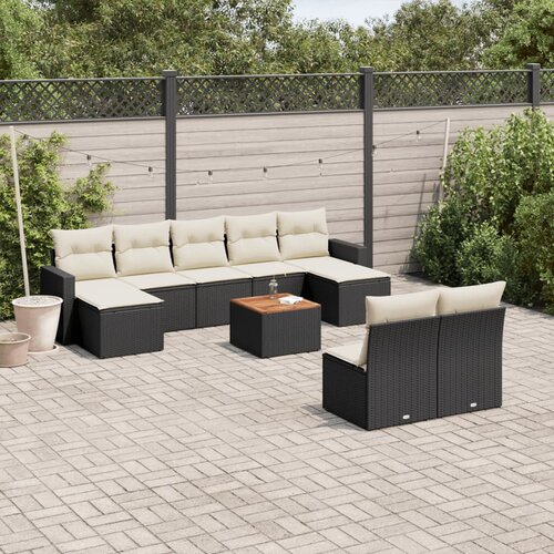  10-dijelni set vrtnih sofa s jastucima crni od poliratana Cijene