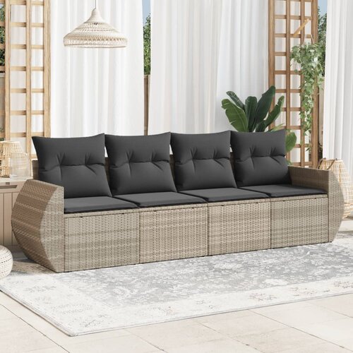  4-dijelni set vrtnih sofa s jastucima svijetlosivi poliratan Slike