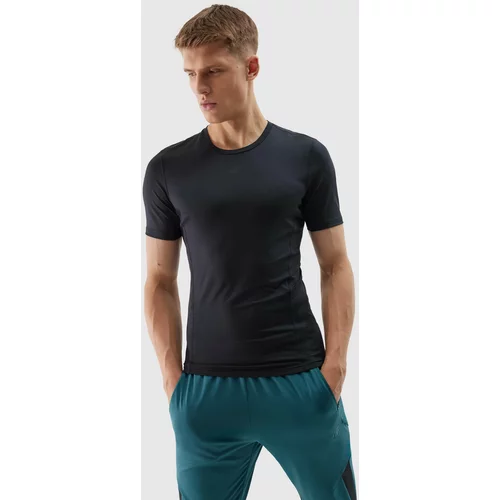 4f Men's slim sports T-shirt made of recycled materials - deep black