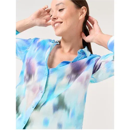 Jimmy Key Blue Long Sleeve Patterned Elegant Shirt