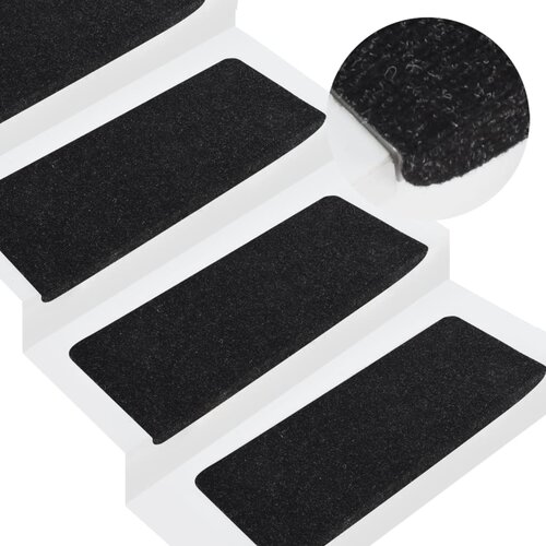 VidaXL Samolepilne preproge za stopnice 15 kosov 65x28 cm antracitne Slike