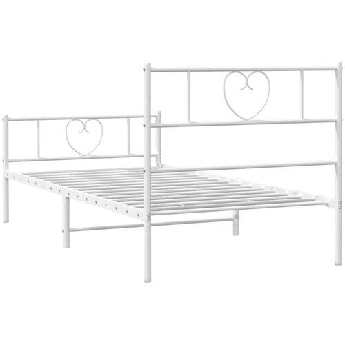 VidaXL Metalni okvir kreveta uzglavlje i podnožje bijeli 75x190 cm Slike