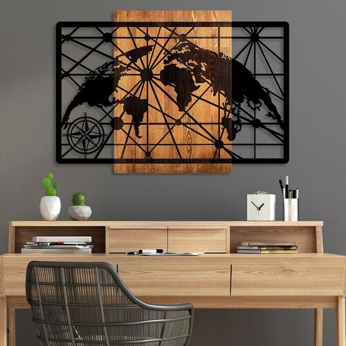Wallity zidna dekoracija world map 5-L, 70 x 99 cm, smeđa Cene