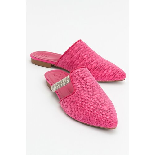 LuviShoes PESA Fuchsia Women's Slippers with Straw Stones. Slike