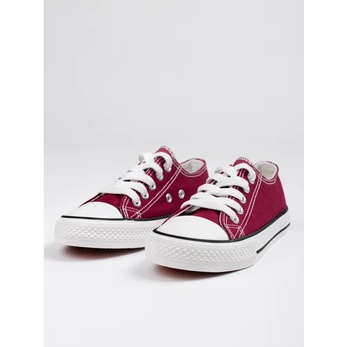 SHELOVET Burgundy teen lace-up sneakers