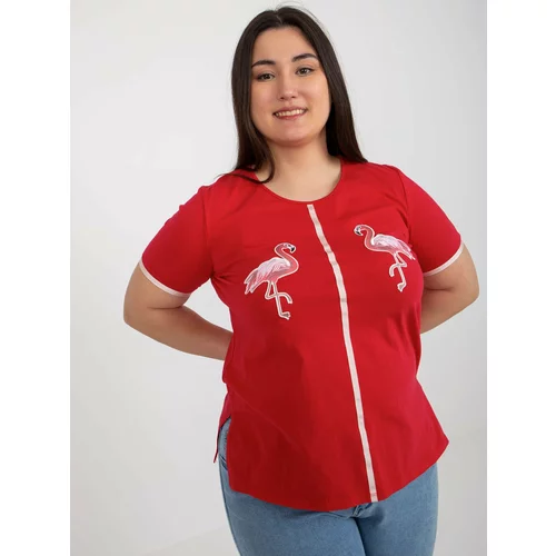 Fashion Hunters Red women's T-shirt larger size with patches