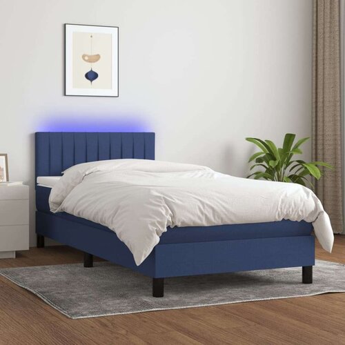  Box spring postelja z vzmetnico LED modra 80x200 cm blago, (20899105) Slike
