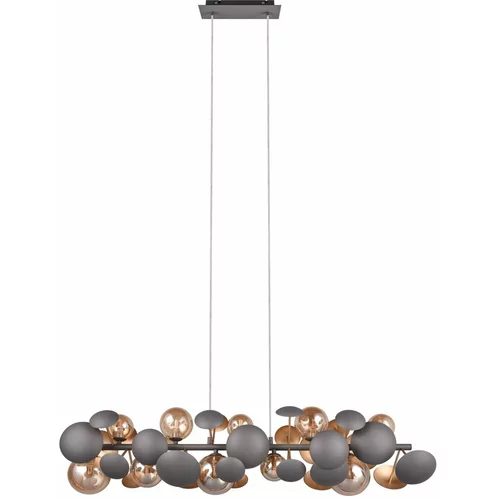 Trio Select Siva/zlata viseča svetilka s steklenim senčnikom Bubble –