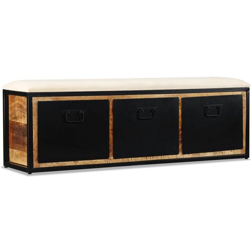 The Living Store Shranjevalna klop s 3 predali trden mangov les 120x30x40 cm - Klop Za Shranjevanje, (21494818) Slike