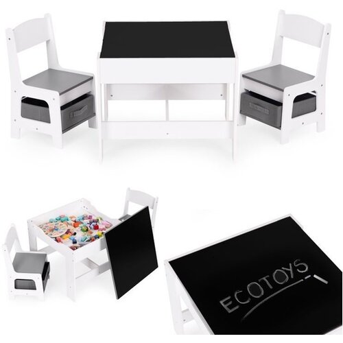 Eco_Toys Ecotoys Dečiji set sto i 2 stolice sa tablom za pisanje ZKC-1A Slike