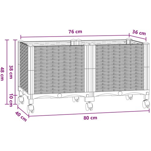  Vrtni saksija s kotačima Plavo Sivo 80 x 40 x 48 cm PP Slike