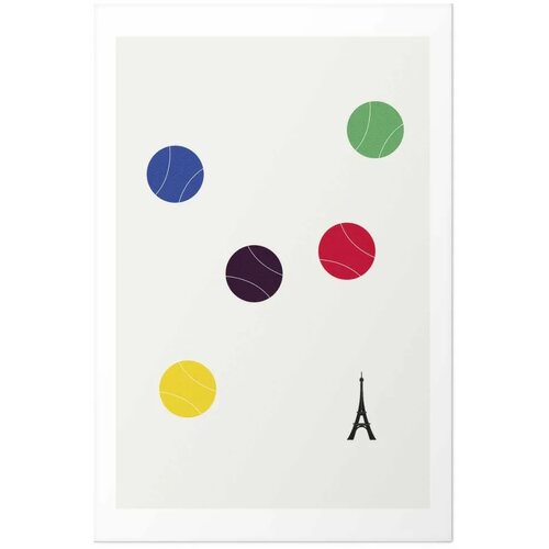  Plakat - Eiffel Tower and Colorful Tennis Balls 60x90 Bez okvira s margom Cene